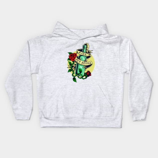 liquor bottle tattoo Kids Hoodie by Mako Design 